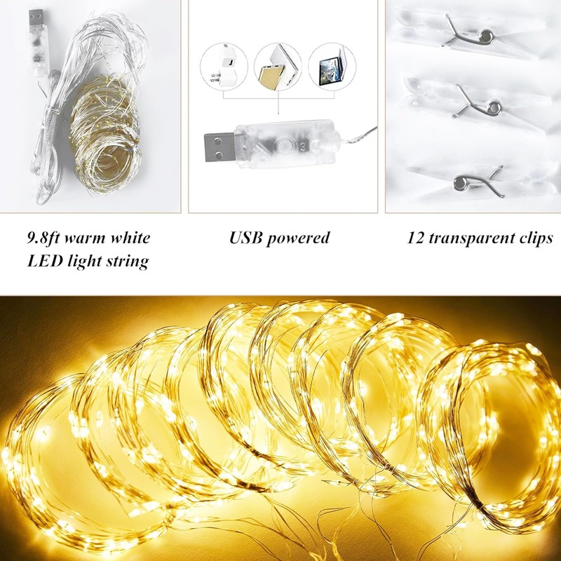 Wish Care 10x10ft Champagne Backdrop Curtains with Lights String for