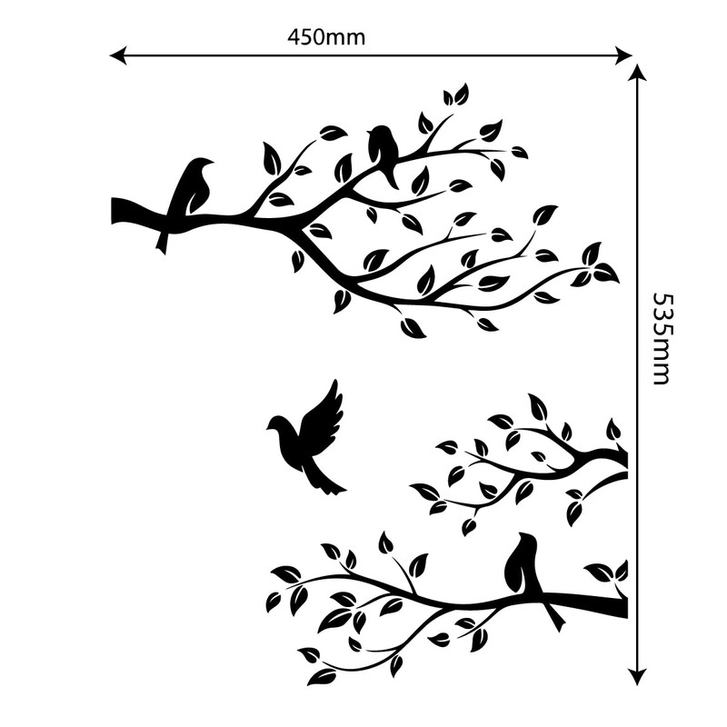 Birds on Branch Vinyl Wall Sticker Living Room Furniture Door