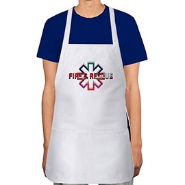 Makoroni - FIRE & RESCUE Paramedic Doctor Nurse Apron Adjustable Kitchen Chef Apron with 2 Pockets Cooking Baking DesN51