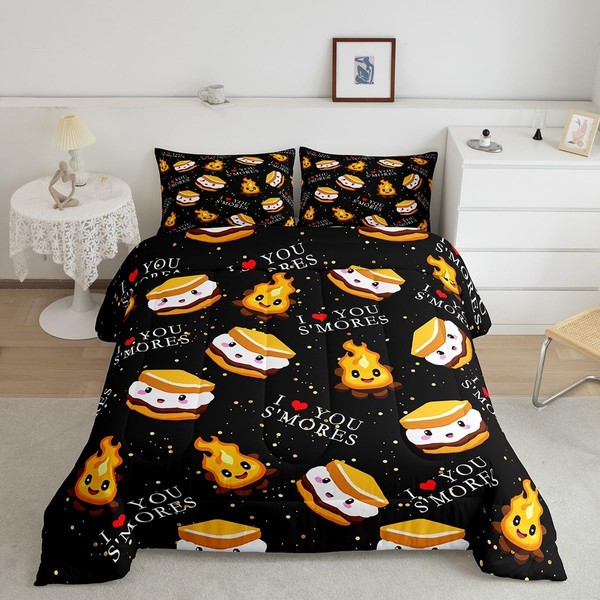 jejeloiu Cute S'Mores Comforter Set for Kids Boys Girls Marsh