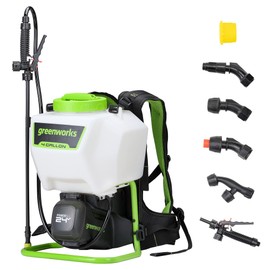 Greenworks 24V Cordless Backpack Sprayer (4 Gallon / 5 Tips / 25 FT Spray) For Weeding, Spraying, and Cleaning, Tool Only