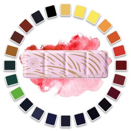 Paul Rubens Artist Watercolor Paint Set,24 Vibrant Colors in Portable Box, High-Transparency, Great Lightfastness, Perfect Travel Professional Watercolor Set for Artists, Beginners