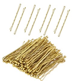 Pagabach 2 Inch Gold Yellow Blond Hair Bobby Pins Metal Clips Twisted Spiral Curved Ball Tips Non-slip Decorative Long Short Women Girls Nickel Free Hairdressing Wedding Accessories with Case 100 PCS