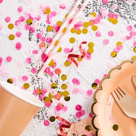 Tissue Confetti Circle Dots for Table Wedding Birthday Party Decoration, 1cm in Diameter (gold,pink,hot pink,60 grams)