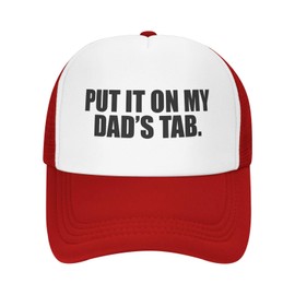 Put It On My Dad's Tab Trucker Hat Unisex Adult Hats Adjustable Cap for Men and Women Classic Fishing Caps Red