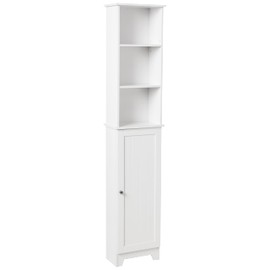 Redmon Contemporary Country Tall Floor Shelf with Lower Cabinet White Large