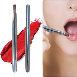 Pincel de labios para pintalabios, retráctil, aplicadores de labios retráctiles, pintalabios planos, cremas de brillo portátiles con tapa para mujeres y niñas, como regalo de Navidad y herramientas de maquillaje de Halloween, color plateado