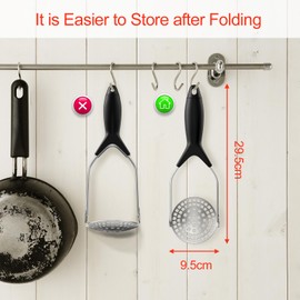 Fousenuk Stainless Steel Potato Masher, Potato Masher with Rubber Handle, Kitchen Masher, Vegetable Masher, Potato Press, Dishwasher Safe, Mashed Potatoes, Vegetables, Fruits