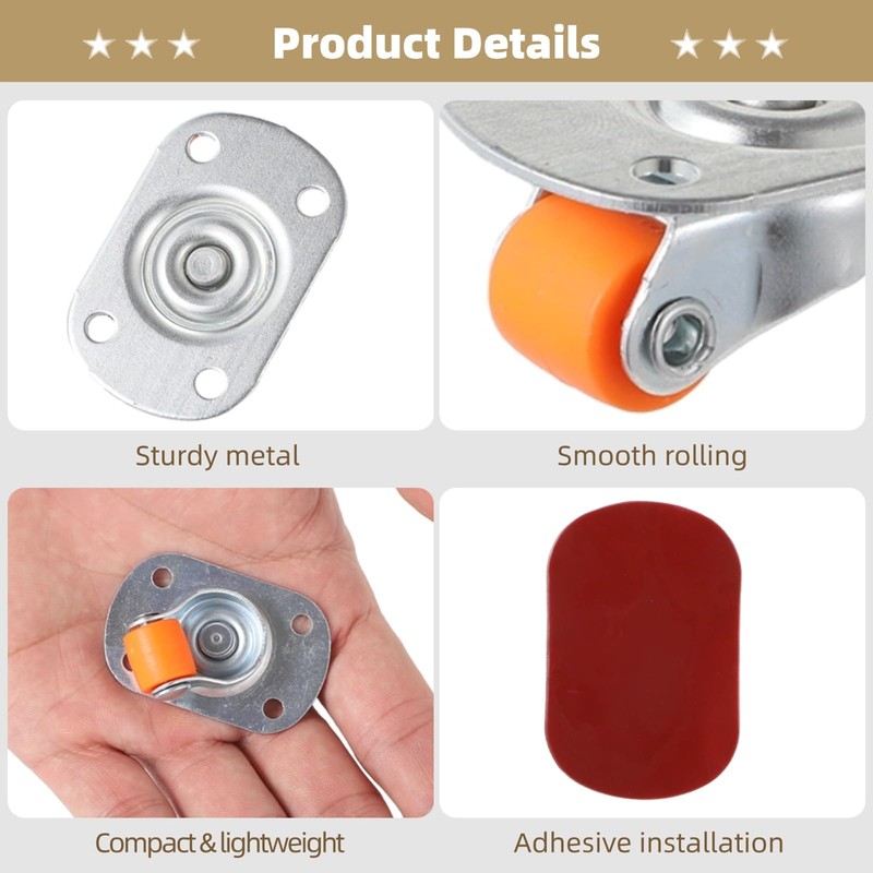 Mini Swivel Caster Wheels, 360 Rotatable, 20 PCS 0.47'' Self-Adhesive