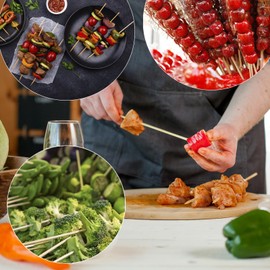 200 PCS Natural Bamboo Skewers 6/8/10/12/14/16 inch Wooden Skewers Barbecue Sticks Wood Barbecue Kabob Skewers for BBQ Appetiser Fruit Grillin