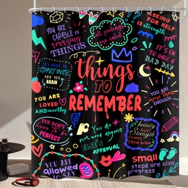 Cinbloo Kids Colorful Quotes 72Wx72H Shower Curtain Funny Inspirational Graffiti Black Neon Positive Motivational Versers Words Bathroom Curtain Set Modern Teens Cool Bath Bathroom Accessories Decor