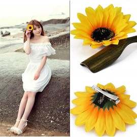 ericotry 6PCS Sunflower Hair Clip Sunflower Flower Hair Alligator Barrettes Duckbill Hairpin Styling Accessories for Beach Vacation Wedding Party