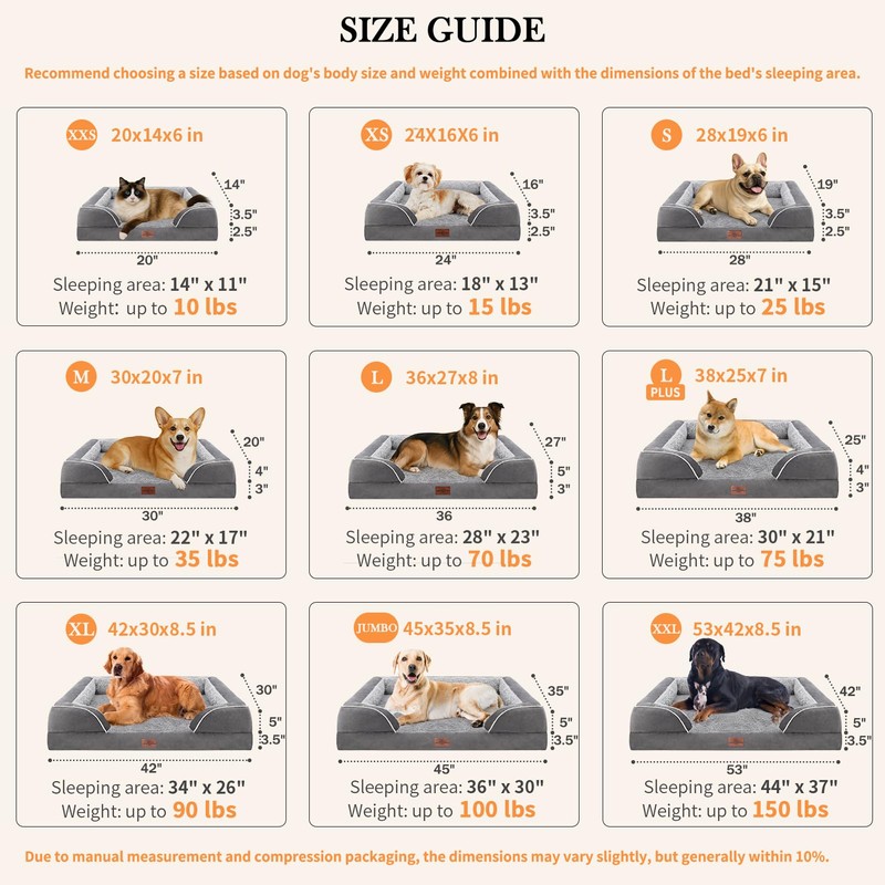 Comfort Expression Orthopedic Dog Bed for Extra Large Dogs 42x30