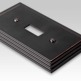 Amerelle Steps Double Toggle/Single Duplex Cast Metal Wallplate in Aged Bronze