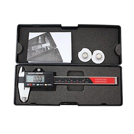 AccusizeTools - 0-4" x 0.001" 3-Key Electronic Digital Caliper with Extra Large LCD, AB11-1104