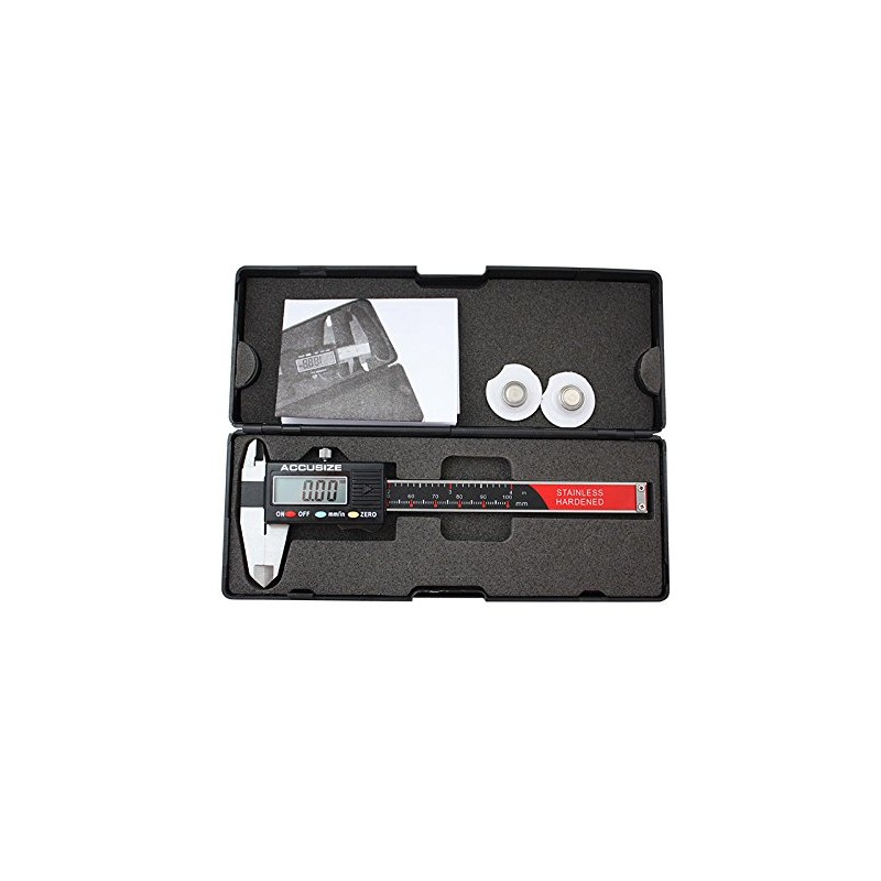 AccusizeTools - 0-4" x 0.001" 3-Key Electronic Digital Caliper with