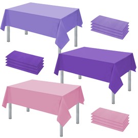 Frienda 12 Pcs Assorted Color Disposable Plastic Tablecloth Rectangle Table Cover Decorative Plastic Disposable Table Cloths for Theme Party Birthday Wedding Picnic Home (Pink, Purple, 54 x 108 Inch)