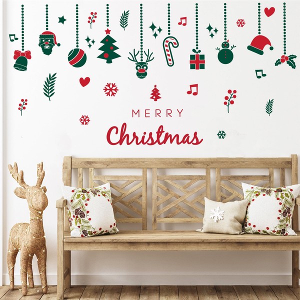 Christmas Wall Decals Xmas Wall Stickers Reindeer & Santa Claus