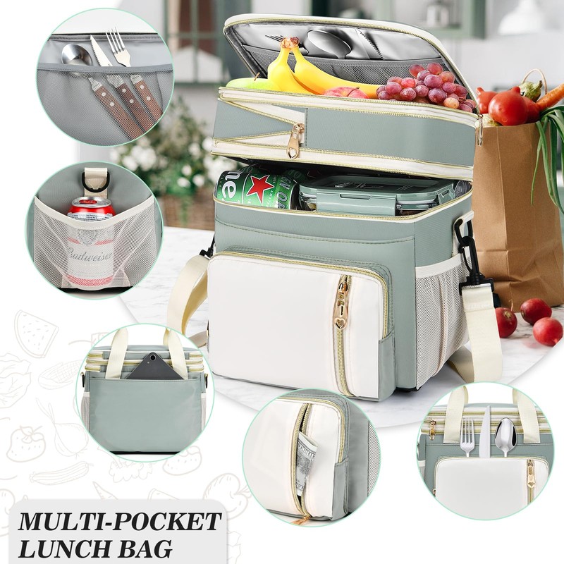 BAGNN Lunch Box for Women/Men-Insulated Lunch Bag-Expandable Double Cooler Bag-Reusable