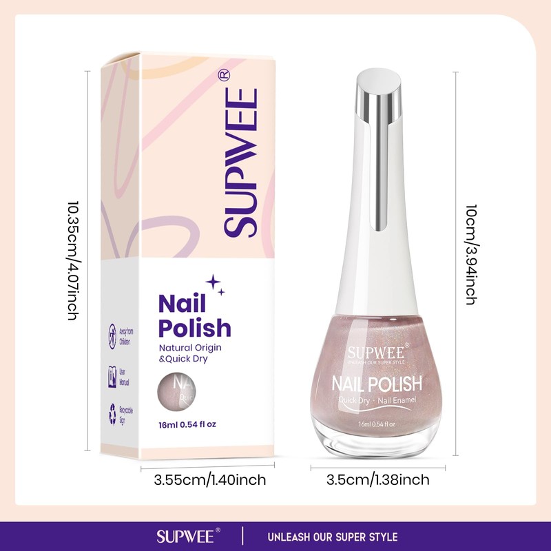 SUPWEE Holographic Nail Polish Dusty Pink Iridescent Quick Dry Nail