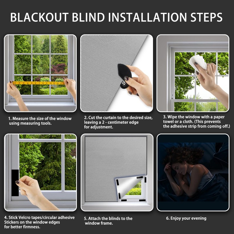 Versatile Portable Roller Blind-Stick On Blackout Blind for Windows,Temporary Curtains,