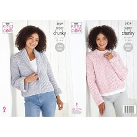 King Cole Ladies Super Chunky Knitting Pattern Womens Jacket & Sweater (5829), Multi, 32 - 46 inch