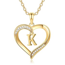 TINGN Women's Gold Chain Necklace, Women's Gold, Gold Chain Women, Chain Gold Ladies, Jewellery Ladies, Chain Heart, Necklace Women, Gifts for Women, Necklace with A-Z Letters, Brass