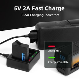 AFAITH Battery Charger Enduro Batteries Charger 3-Channels Charging Slots Rechargeable Battery Charger for GoPro Hero 13 Black with Type-C+USB