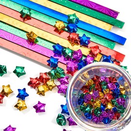 Kigeli 1000 Sheets Paper Strips Foil Star Glitter Origami Stars Papers Shiny Origami Paper for DIY Paper Crafts Weaving Projects(Assorted Color,Stylish Style)