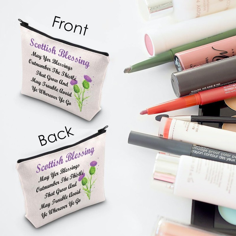 Scottish Thistle Makeup Cosmetic Bag Scottish Blessing Gift May Yer