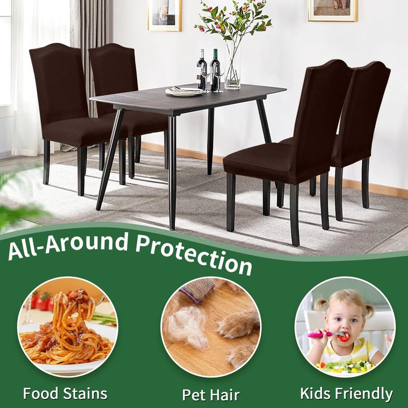 Sufdari Dining Chair Covers Set of 6 - Non-Slip Spandex