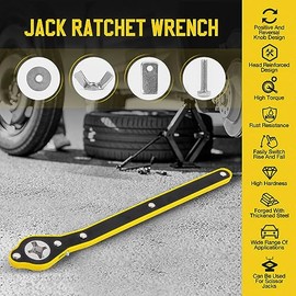 Llave de gato con trinquete, llave de gato para autos con asa giratoria de 360° que ahorra trabajo con asa larga, asa de gato de tijera, llave de rueda para motocicleta, furgoneta, SUV y otros
