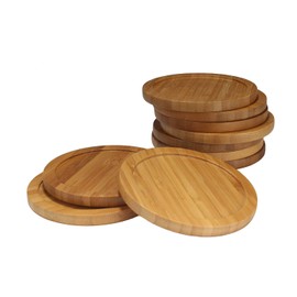 BambooMN Heavy Duty 100% Eco-Friendly Natural Bamboo Coasters - 3.75" - Round - 30 Piece Coaster Set