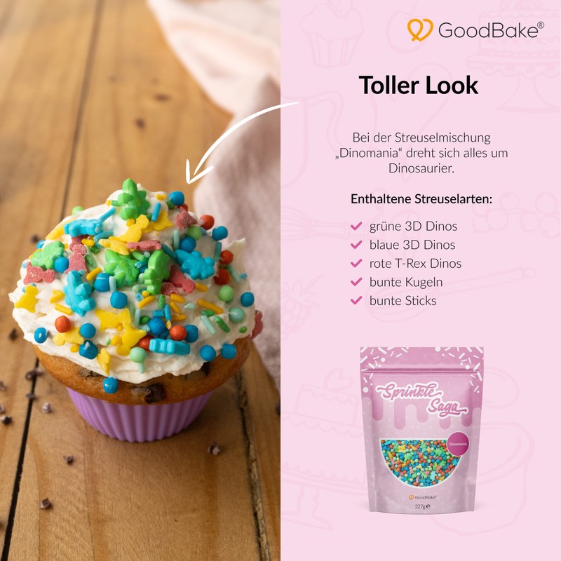 GoodBake Sprinkle Saga "Dinomania" Sprinkle Mix (227 g) - Colourful