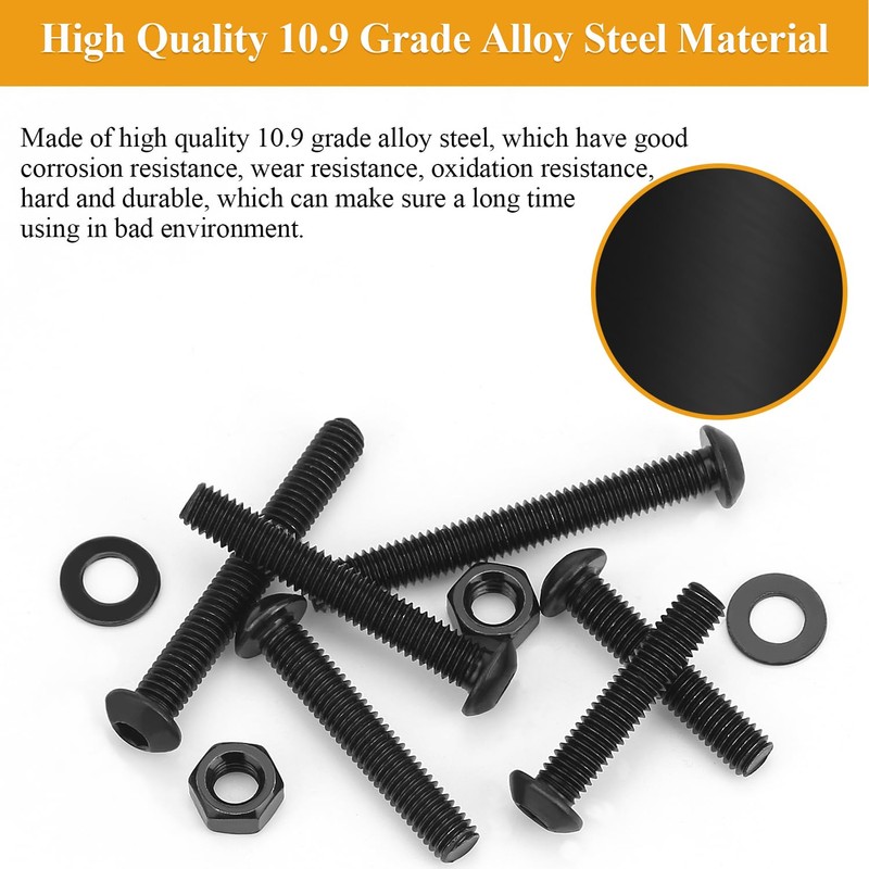 65 Pieces M6 x 30/35/40/45/50mm Button Head Socket Cap Screws