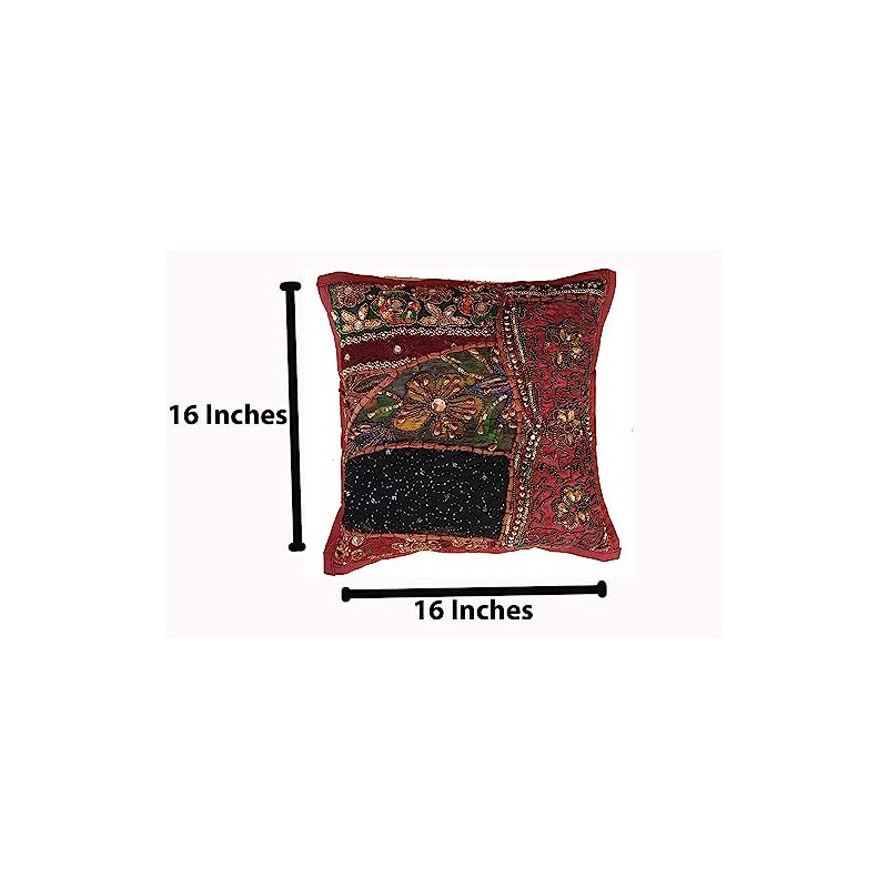 Rastogi Handicrafts Decorative Throw Pillow Cases, Embroidered Cotton Cushion Cover