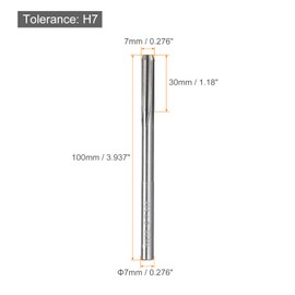 sourcing map Chucking Reamers, 7mm H8 Metric Machine Reamer Drill Bit for Metal Wood Hole Reaming, Straight Flute M35 High Speed Steel Tool