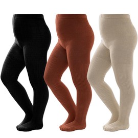 vanberfia Warm Tights for Baby Girl: Winter Cotton Cable Knit Stocking - Thick Toddler Legging for Various Occasions - Seamless Pantyhose for Little Kid 3 Pack (8-10t, CLL17010)