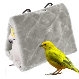 MOACC Winter Warm Bird Nest House Shed Hut Hanging Hammock Finch Cage Plush Fluffy Birds Hut Hideaway for Hamster Parrot Macaw Budgies Eclectus Parakeet Cockatiels Cockatoo Lovebird (L, Grey)