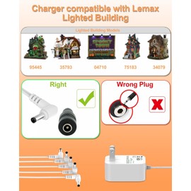 FGIEU 10Ft 5-Output Power Adapter Compatible with Lemax Lighted Village 74707 74295 84428 44242 94565 94566 94527 94563 94564 44241 64517 74269 Replacement for Lemax 94563 Switching Power Adapter