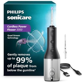 Philips Sonicare Hilo Dental Inalámbrico 3000, Irrigador Oral con Tecnología Quad Stream, 2 Modos y 3 Niveles de Intensidad, Diseño Ergonómico