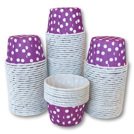 Bulk MINI Candy Nut Paper Cups - Mini Baking Liners - Purple White Polka Dot - 100 Pack