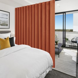 Hiasan Fall Patio Sliding Room Divider Door Curtains - Extra Wide Privacy Room Thermal Insulated Blackout Curtain with Back Tab & Rod Pocket for Bedroom Partition(100 x 108 Inches, Burnt Ochre)