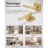 1 Pack Door Handle Golden Champagne Finish, Modern Knurled Design