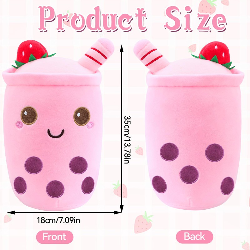 Tutukyle Bubble Tea Cuddly Toy Plush Cushion (Pink, 35 cm)