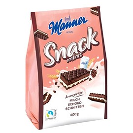 Manner Snack Mini Milch-Schokolade | schokolade Knuspergenuss für Zwischendurch | 1er Pack (1 x 300 g)