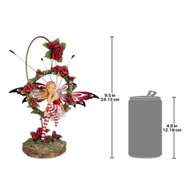 Design Toscano Radiant Rose Fairy Dangling Statue with Display Stand, 24 cm, Polyresin, Full Color