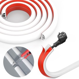 LEKOU Cubierta de Cable Pared 2M, Canaleta de Suelo para Cables Blando, Protector de Cable sobre Piso Autoadhesivos para Aceras, Canaleta de Cables para Red y Fibra óptica