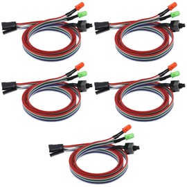 VGOL 5PCS Desktop Computer Case Motherboard On/Off/Reset/HDD Switch Power Cord Power Button Switch Cable ATX Case Front Bezel Wire with Red Green LED Indicator Light 65cm