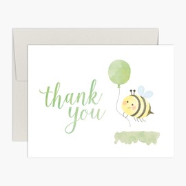 Palmer Street Press Little Bee Thank You Baby Shower Cards - Set of 10 Baby Thank You Cards With Envelopes - Bee Thank You Cards - Designed, Printed and Packaged in the USA (Green)
